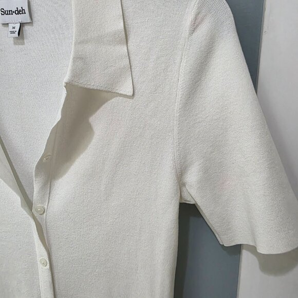 Sundeh Women’s White Button-Down Polo Collar Mini Dress – Size M – Short Sleeve - Picture 5 of 11